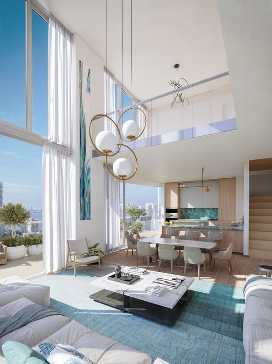 res ph living dining double height landing