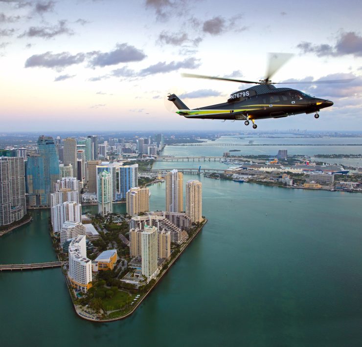 sikorsky s 76 miami skyline (not golden hour, not flexjet)