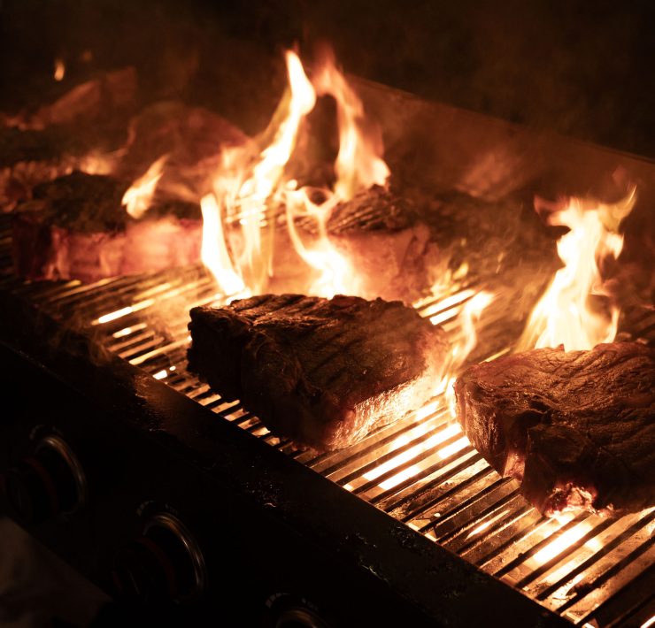 steaks on the grill