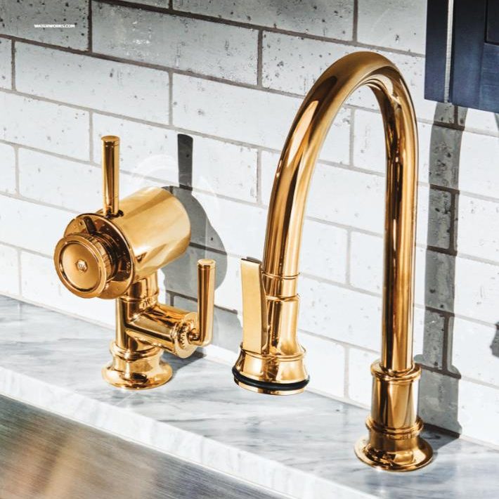 Waterworks kitchen gold faucet