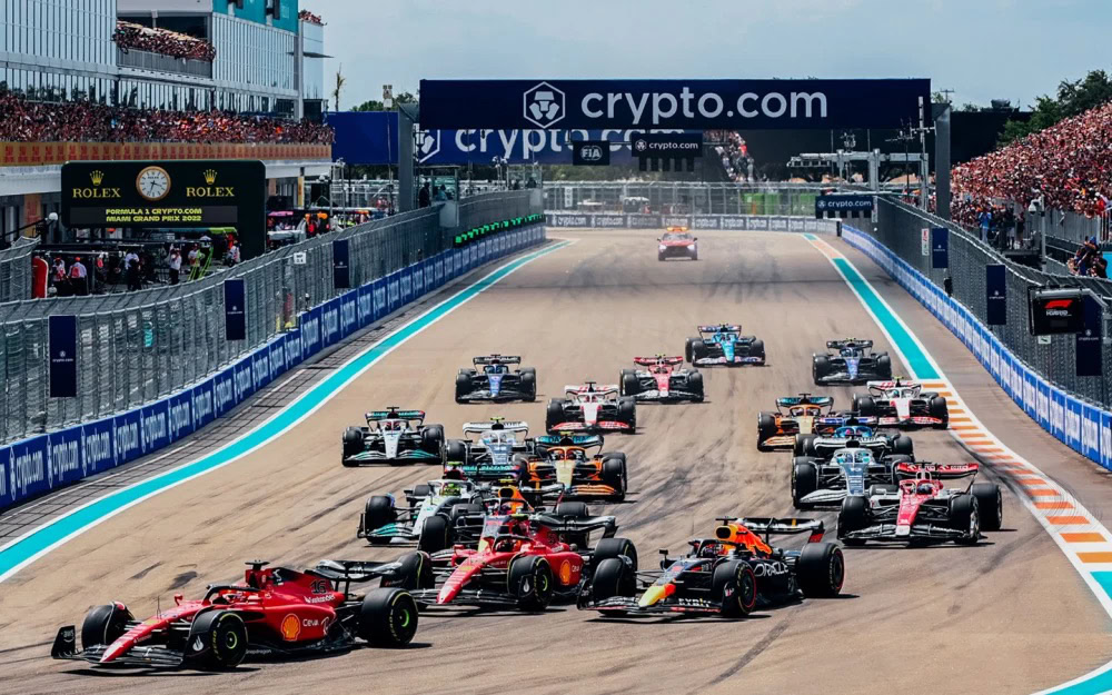 formula 1 cars on track provided by greater miami convention visitors bureau gmcvb