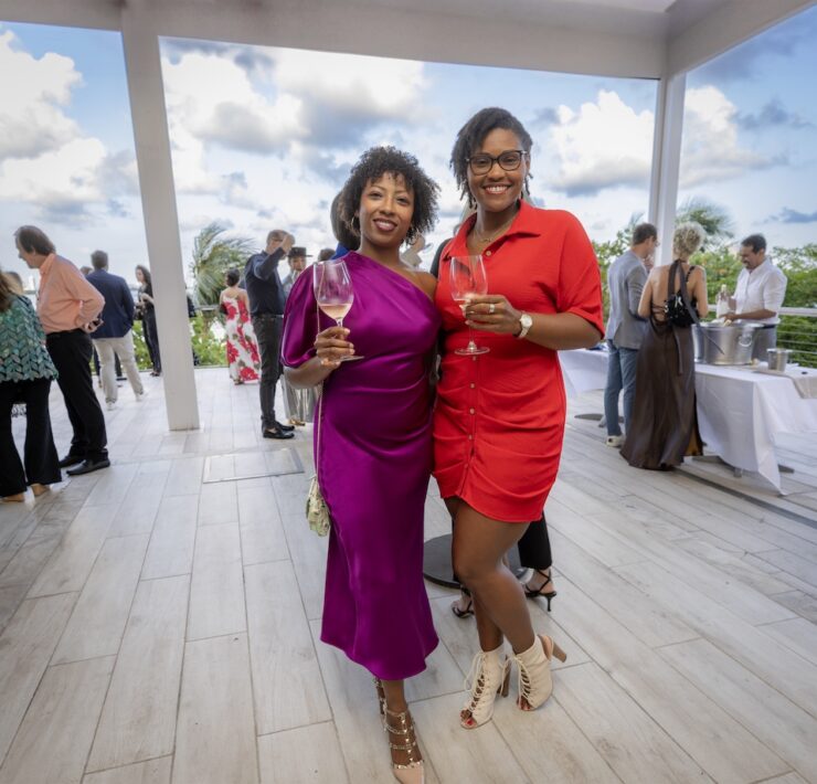 17 guests with wine biscayne backdrop