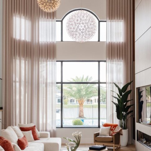 sophia's curtains 24 foot taupe floor to ceiling sheers for dramatic height & light