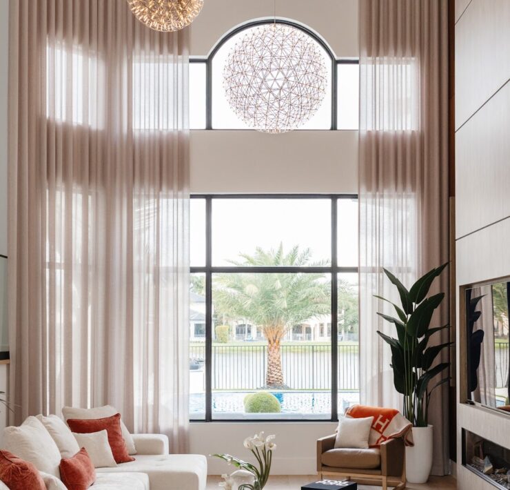 sophia's curtains 24 foot taupe floor to ceiling sheers for dramatic height & light