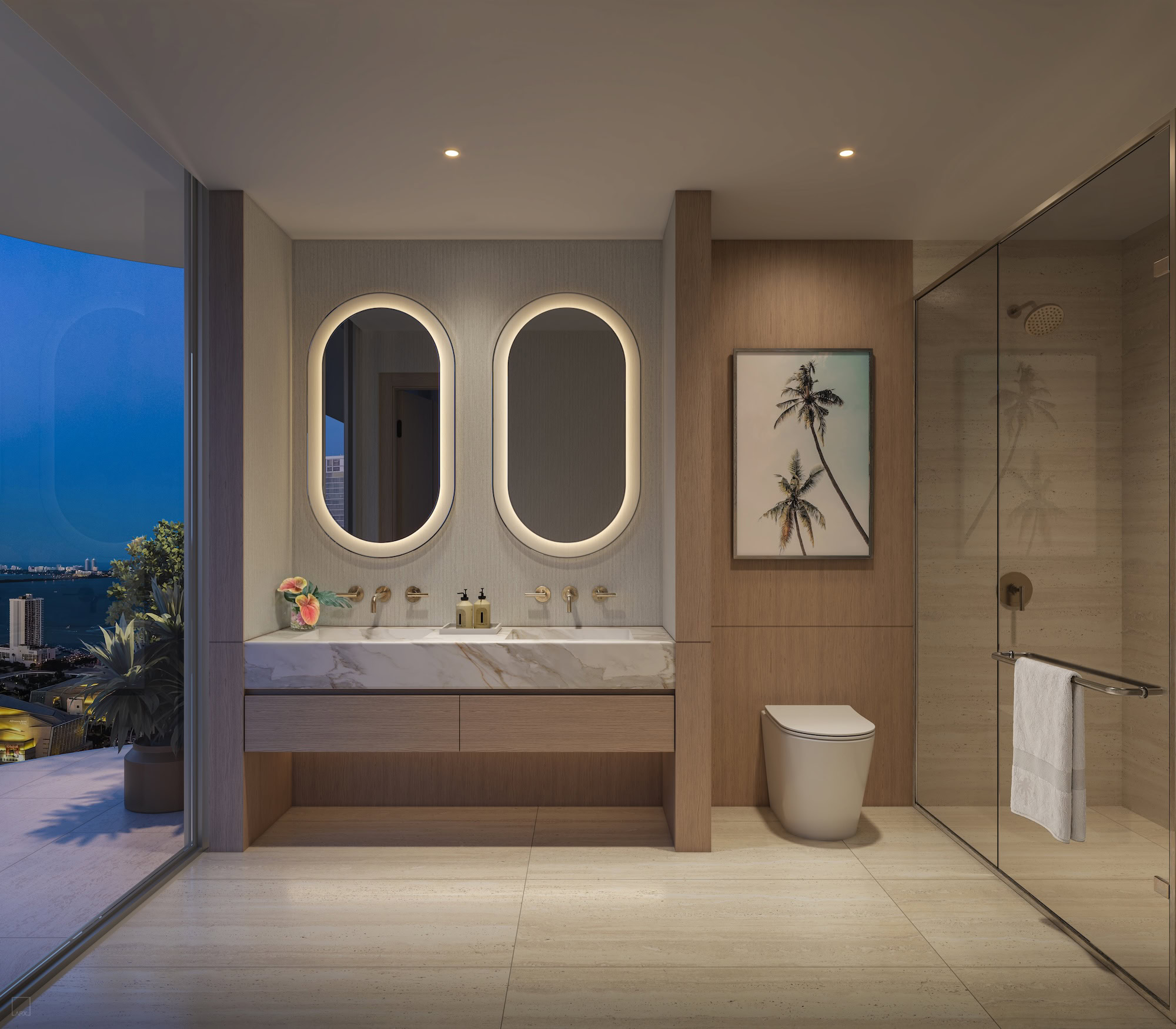 palm tree residences miami primary bathroom