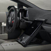 In-studio interior view, steering wheel, dashboard