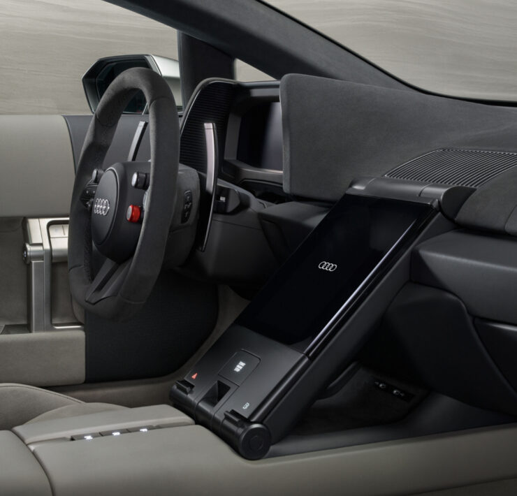 In-studio interior view, steering wheel, dashboard