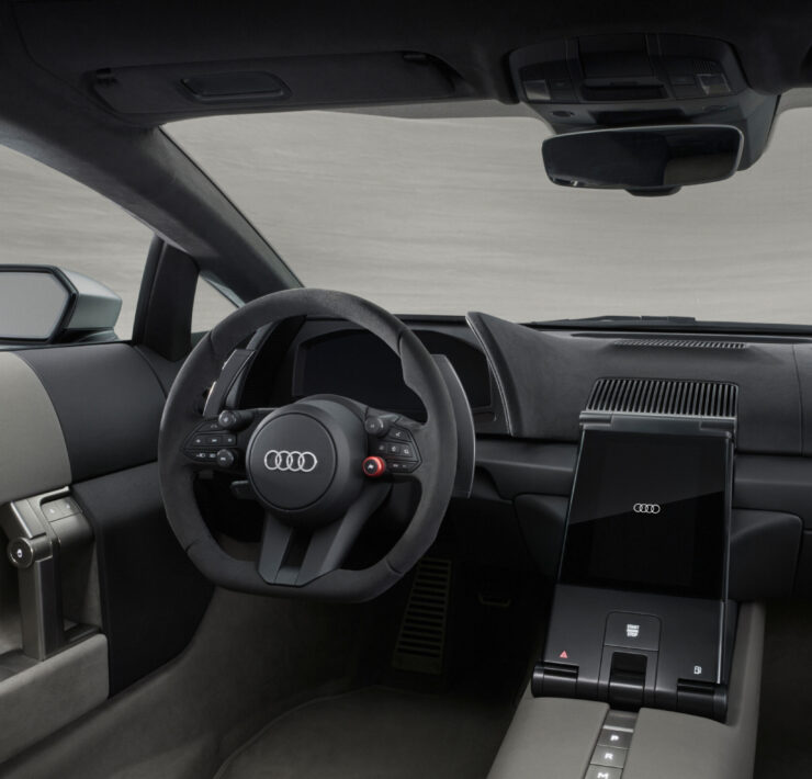 In-studio interior view, steering wheel, dashboard