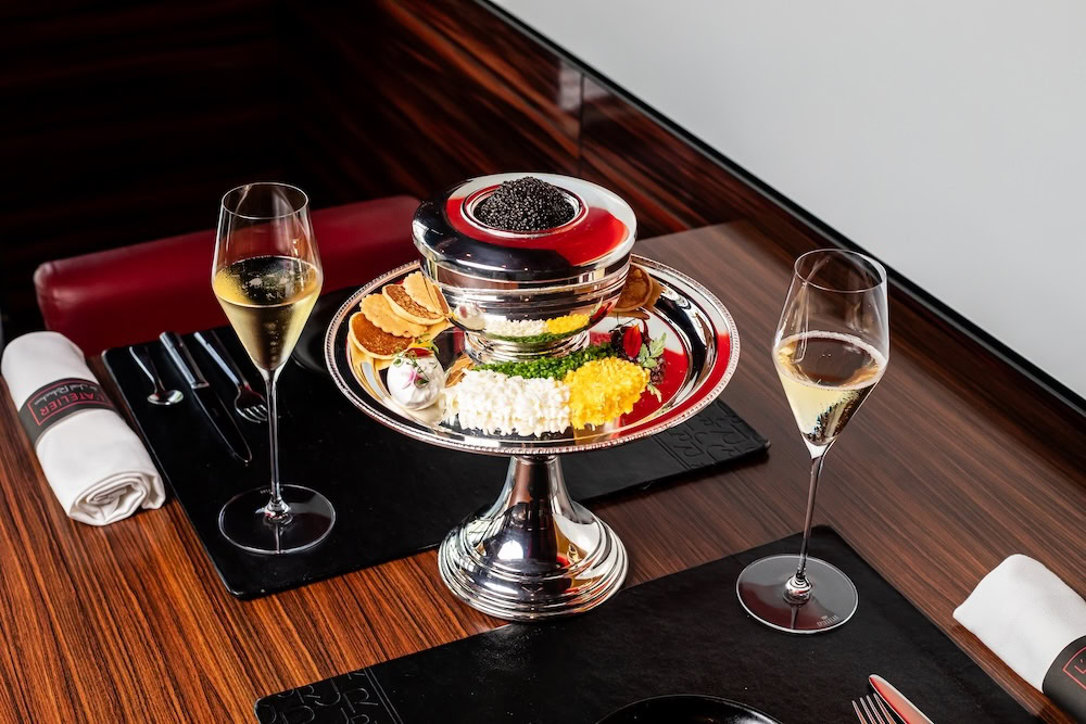 latelier de joel robuchon champagne caviar photo courtesy of the bastion collection
