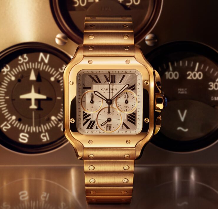 puwa12070 santos de cartier chronograph gold still life press 24x30 (2)