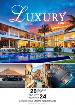 2024 Bucket List Edition Luxury Guide 2024 “20 Bucket List Project Planner” cover featuring a waterfront luxury home, sports car, European street, and yacht.
