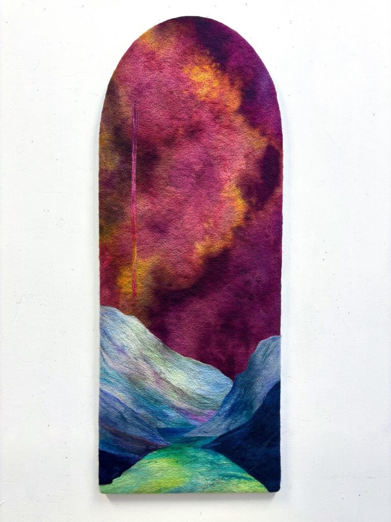 3 andrea spiridonakos laudato si 2026 dyed wool fibers on wool 42 x 16 beyond the wall