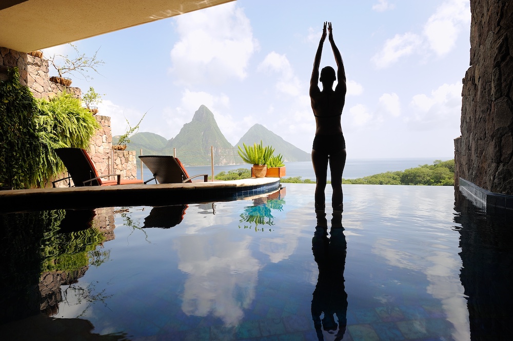 Jade Mountain suite overlooking the Pitons in Saint Lucia