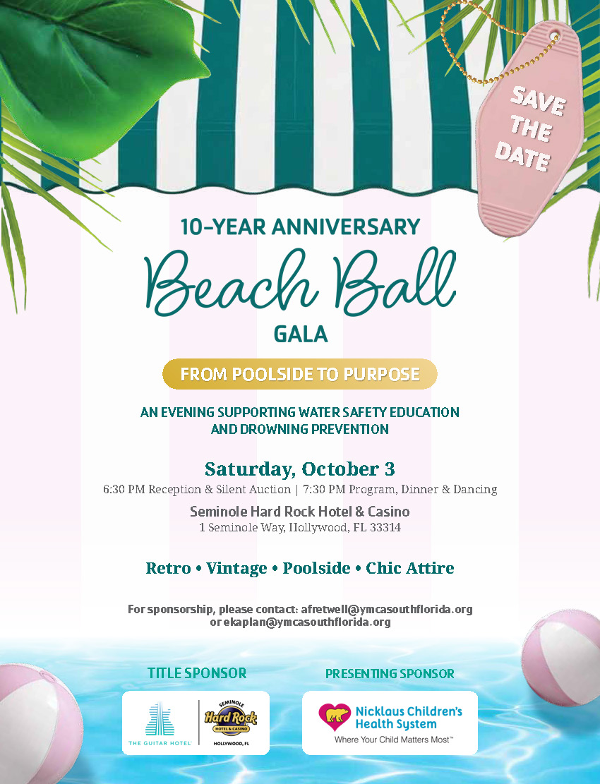 save the date 10yr beach ball gala ymcasfl